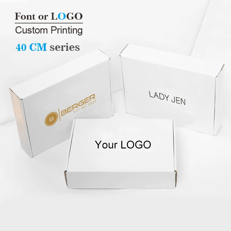 

40cm series Custom thick white Corrugated paper shipping mailer boxes Printed logo Packaging Clothes underwear polo shirt Box