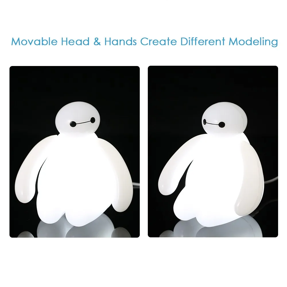 NEWKBO Милые Big Hero Baymax дизайн зарядка через usb светодиодный ночной Светильник для Гостиная кабинет