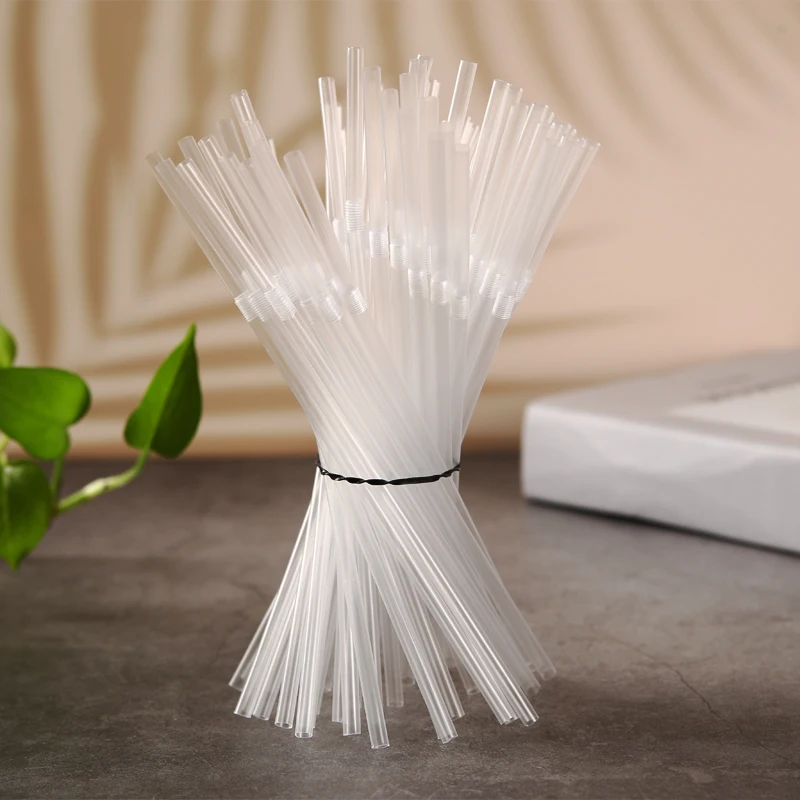 

100Pcs Drinking Straws 210mm Black White Long Flexible Wedding Party Supplies Plastic Drinking Straws Kitchen Accessories