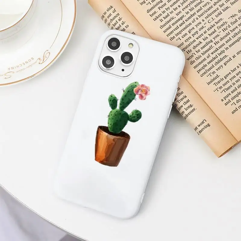 

Green Cactus Plant Phone Case Candy Color for iPhone 6 7 8 11 12 s mini pro X XS XR MAX Plus