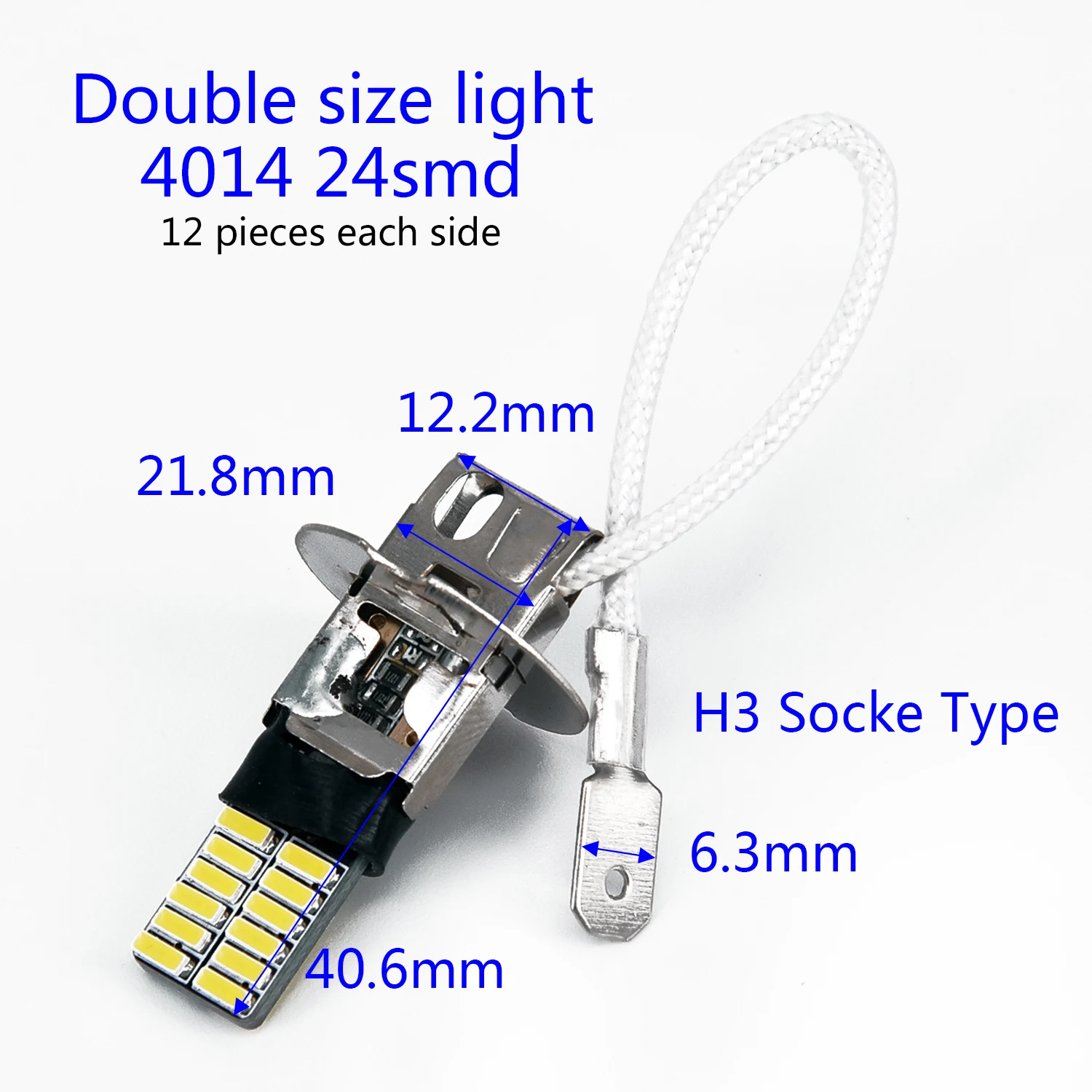 

LED Car Light 2pcs Auto H3 Lamp Universal 6500K COB DC 12V DRL Driving