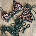Купальник-бикини женский с леопардовым принтом, на шнуровке