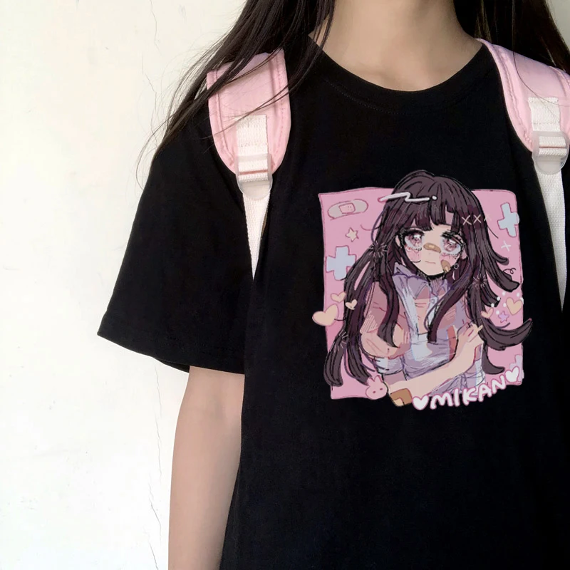 Mikan Tsumiki Cartoon Anime Kawaii Sweet Girls Japan Streetwear Harajuku Casual Tops Ulzzang Vintage E-Girl Summer Women T-shirt | Женская