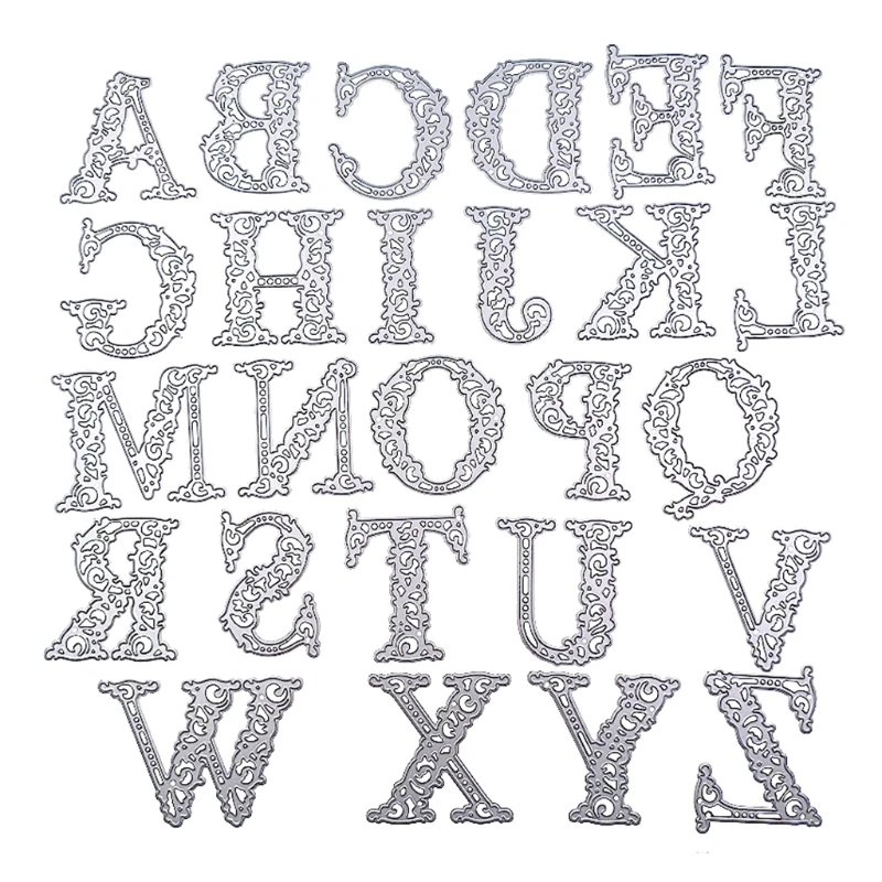 

26 Alphabet Letters Border Frame Metal Die-Cut Border Cutting Stencils for DIY Making Scrapbooking Album Template Decor