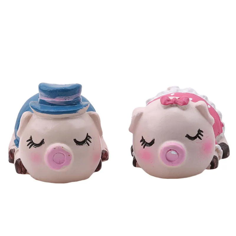 Творческий 2 шт. смолы свиней миниатюрные украшения пара фигурка ремесел для