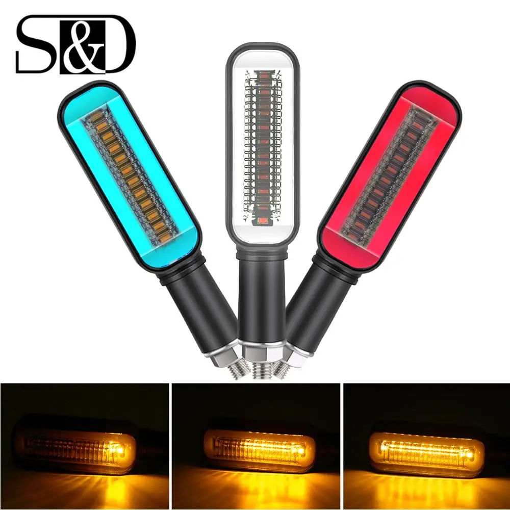 

1Pc Turn Signal LED Light Motorcycle Stop Signal DRL Flowing Water Flashing 2 in 1 Blinker Tail Accessory Lamps