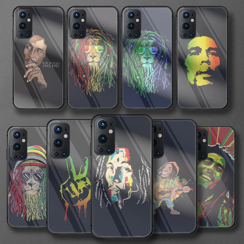 

Bob Marley Lion Tempered Glass Phone Case For Oneplus Realme Q3 C21 GT Nord 5 6 7 8 9 T Pro Oppo Find X3 Cover Fashion Luxury