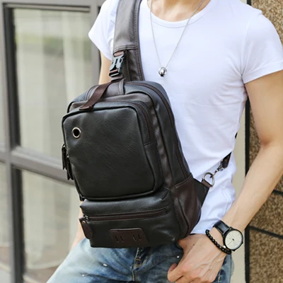 

Brand Men's Shoulder Bag Vintage Men Crossbody Bag Men Chest Bags Casual Fashion PU Leather Men Messenger Bag