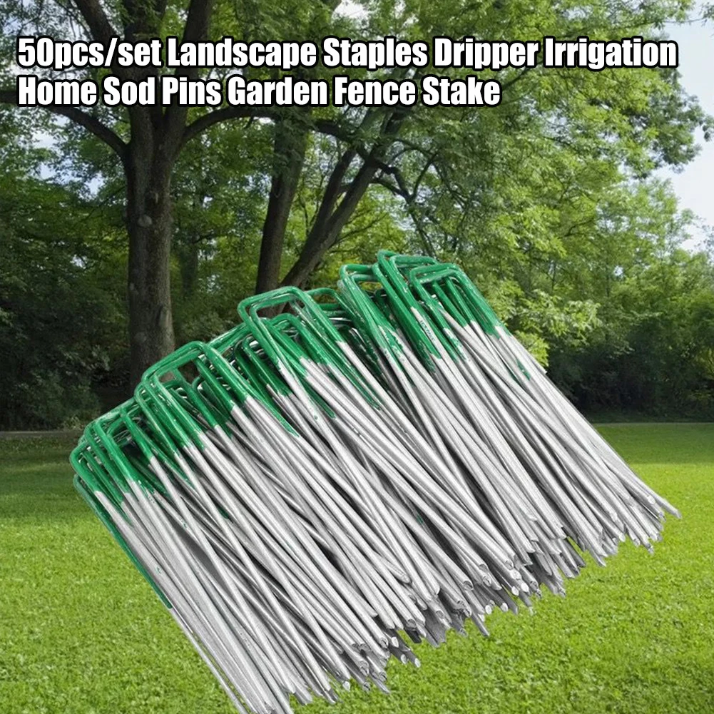 

50pcs/set Landscape Staples Weed Barrier Easy Install Sod Pins Home Anti Rust Lawn Garden Fence Stake Fabric Ground Cover Yard