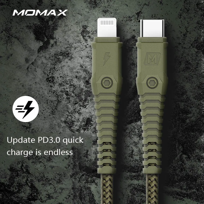MOMAX Durable PD apple fast charging data line C to lightning- 1.2m 2 times strong bending resistance Apple MFi certification | Мобильные