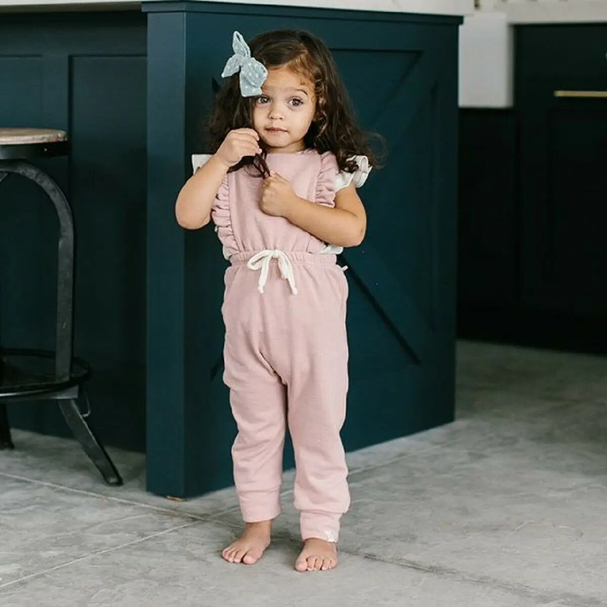 

Newborn Kid Baby Girl Ruffle Bib Pants Romper Overalls Cotton Outfits Clothes