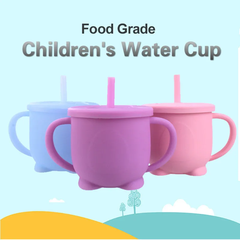 Детские Чашки для питья силиконовая чашка хорошего качества с соломенным