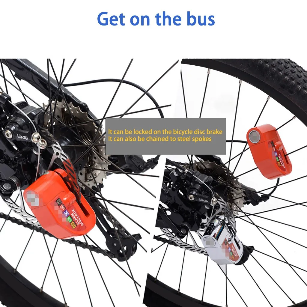 Водонепроницаемый велосипедный замок с сигнализацией прочный дисковым тормозом