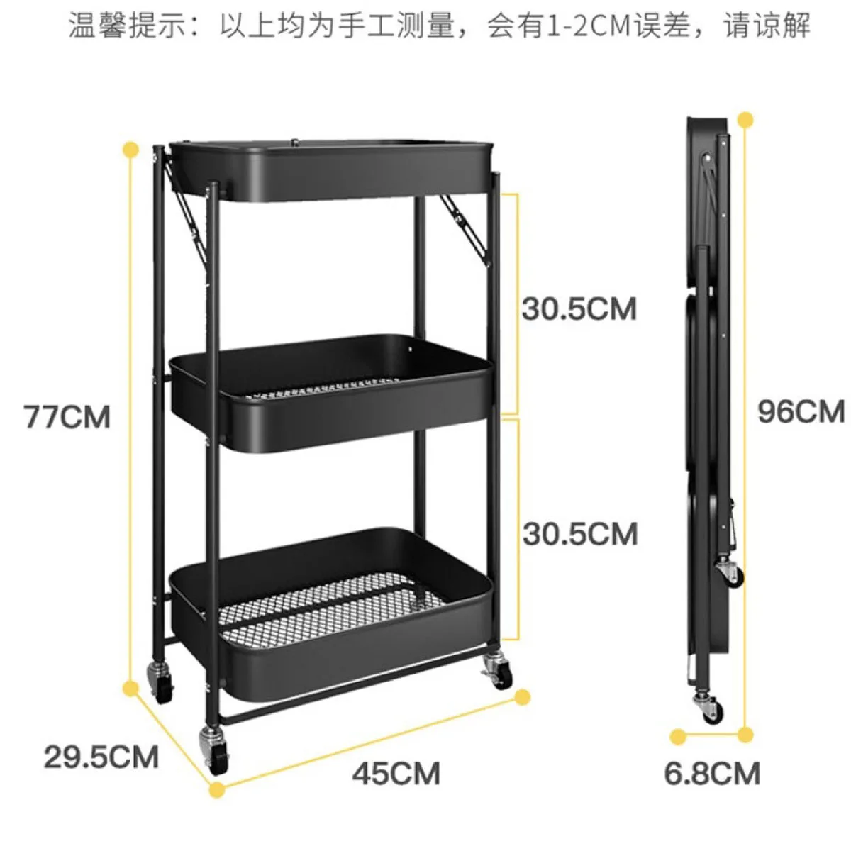 

3 Layer Movable Gaps Kitchen Storage Rack Slim Slide Tower Assemble Metal Bathroom Shelf Wheels Space Saving Organizer