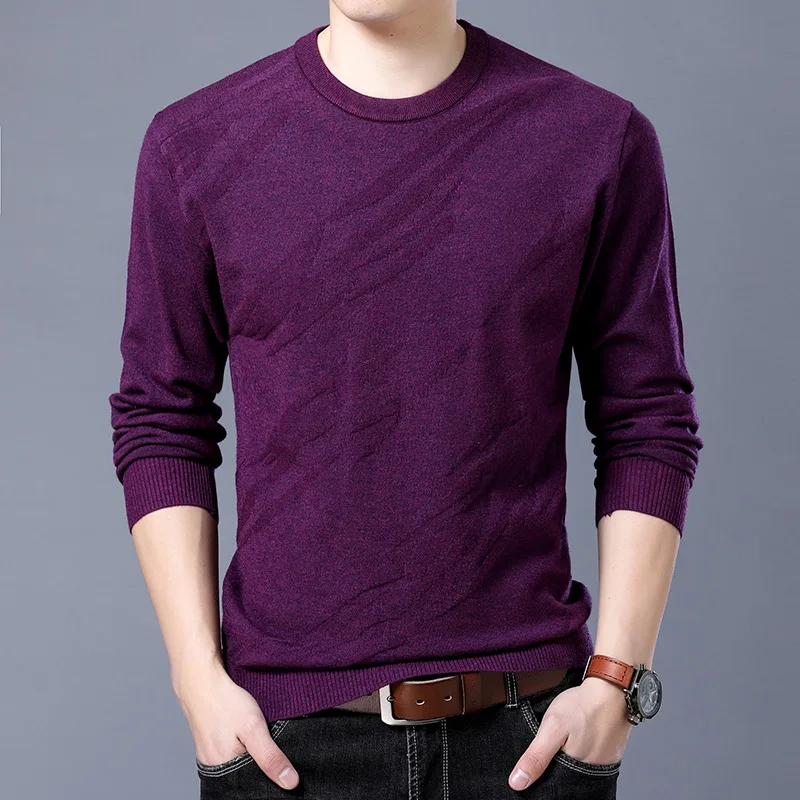 YUSHU 2019 New Autumn Winter Sweaters O-Neck Slim Fit Pullover Men Breathable Solid Color Clothing Jumpers Knitwear | Мужская одежда