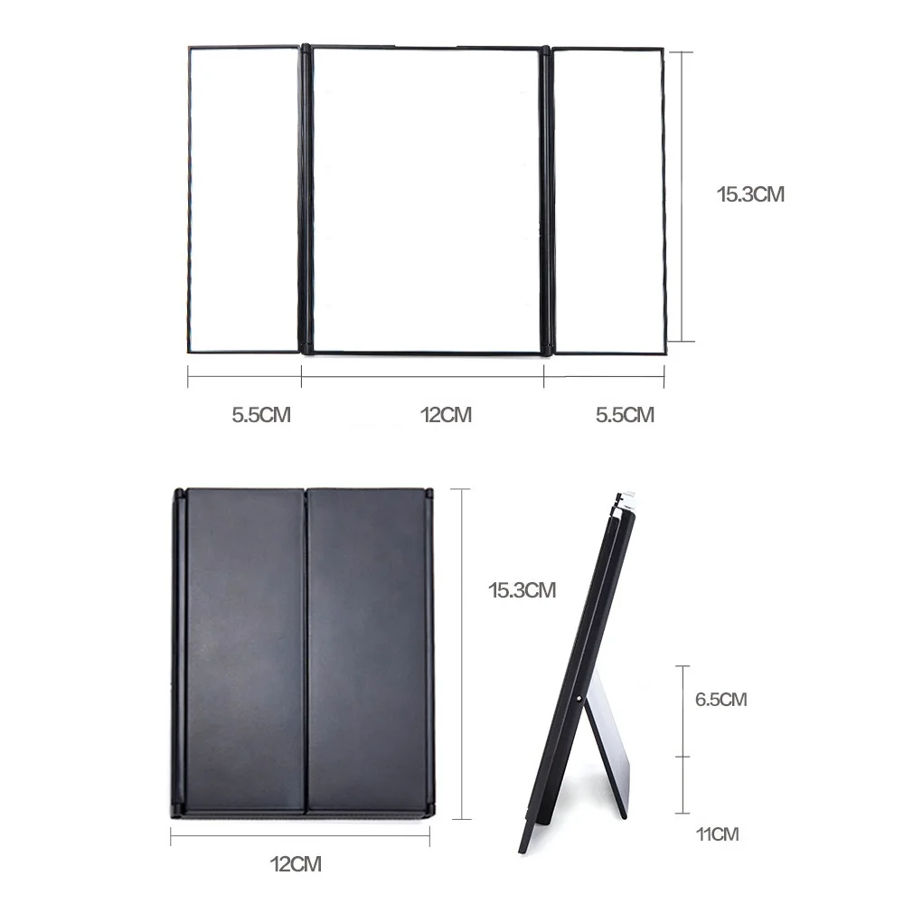 Складные зеркальные зеркала со светодиодными лампами компактное портативное