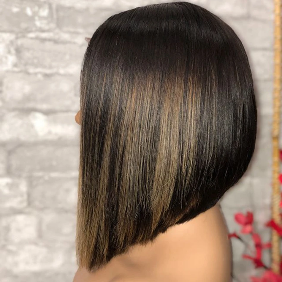 Светлые волосы Омбре короткий вырез Боб кружевной передний парик для женщин
