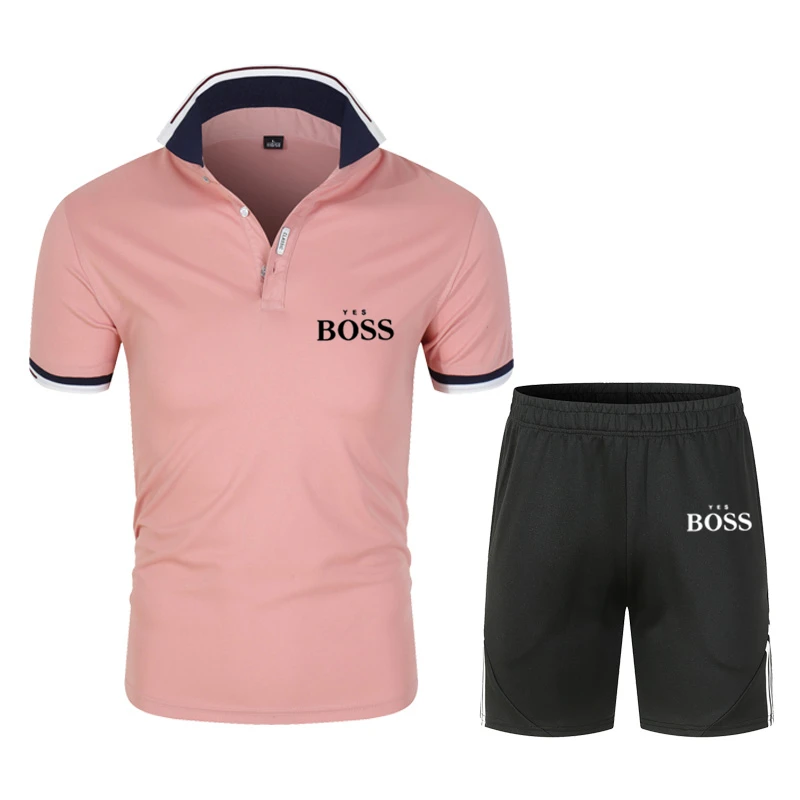

Summer new brand men's POLO shirt high-quality ultra-thin breathable casual shirt + five-point pants 2021 two-piece sports suit