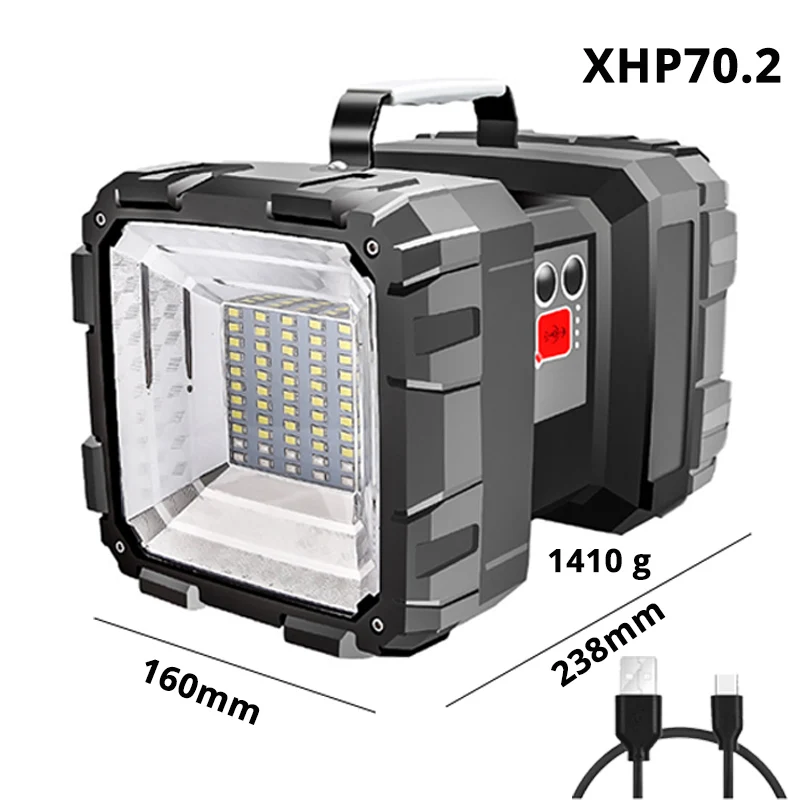 XHP 70.2 Перезаряжаемый супер яркий светодиодный прожектор с двойной головкой фонарик прожектор с XHP 70,2 лампа шарик водонепроницаемый кемпинг свет - Испускаемый цвет: XHP 70.2