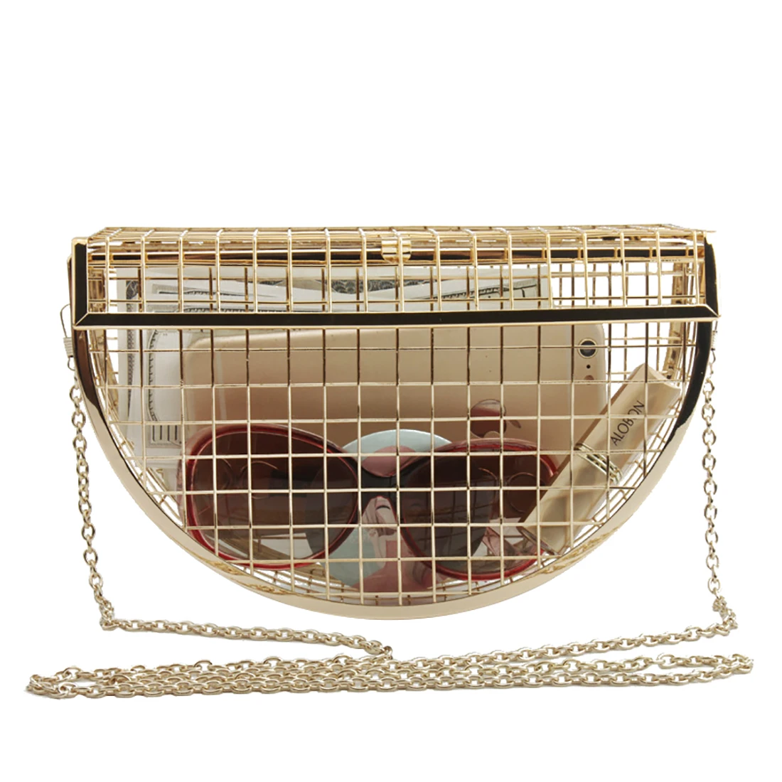

2021 New Trendy Hollow Out Alloy Shoulder Bags Women Fashion Party Clutch Bag Designer Elegant Female Evening Pouch Purse