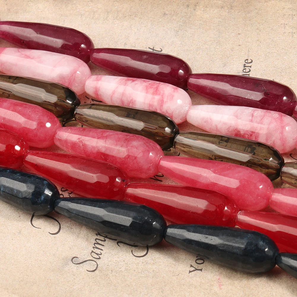 

Natural Multicolor Water Drop Faceted Jades Loose Spacer Beads for Jewelry Making DIY Charm Bracelet Necklace Accessories 15''