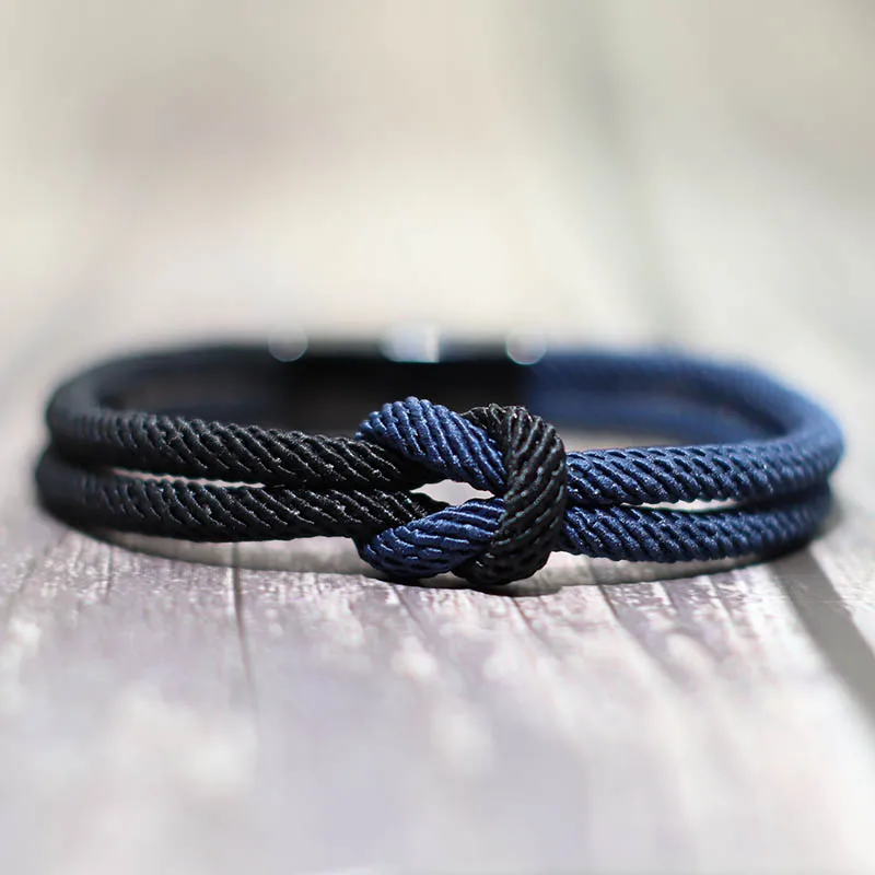 Мужской браслет Fashion Handmade Double Milan Rope для выживания на открытом воздухе из нержавеющей стали с оберткой из мужского браслета для него в подарок.