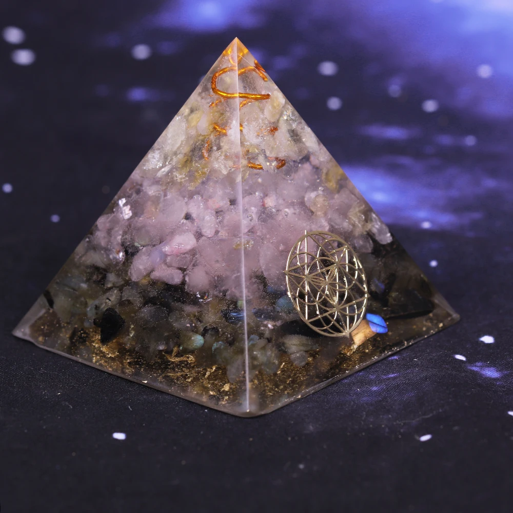 Аметист Orgone рейки Пирамида лабрадоритовый кварц энергетическая защита медитация Йога генератор
