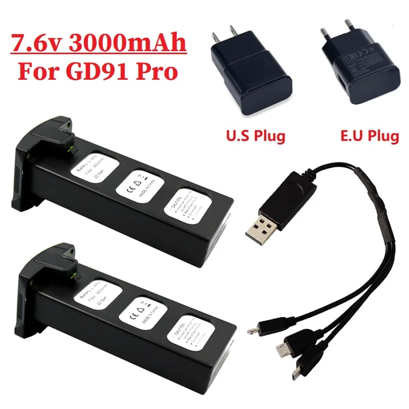 

Original Battery With Charger Set for GD91 PRO Drone GPS RC Drones Battery 7.6V 3000MAH Lipo battery Accessories