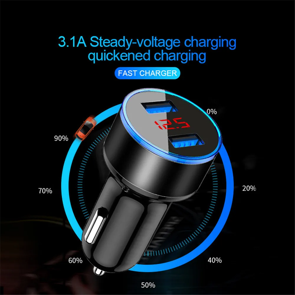 3.1A Dual USB Car Charger LED Display For Volkswagen Jetta Phaeton Phideon Variant Touran Beetle T-Cross T-Roc Atlas Amarok images - 6