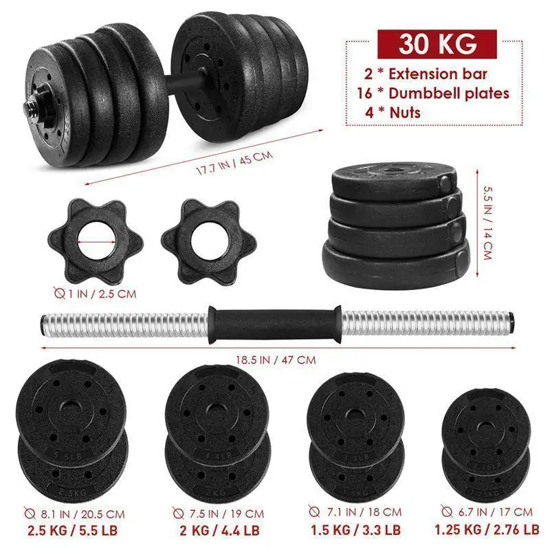 

30kg Fitness Dumbbell Set Weight Dumbbells Set Detachable Dumbbell Gym Arm Muscle Trainer Exercise For Body Workout