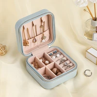 protable travel leather jewelry box organizer small earrings ring necklace casket for jewellery storage case women girls gifts