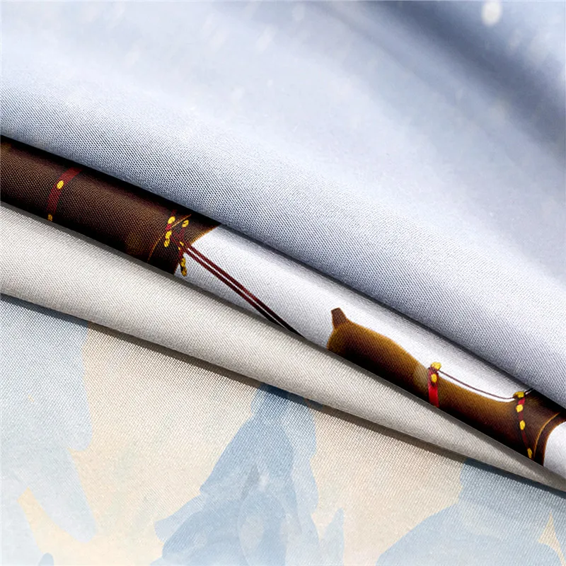 

Elk in Snow Digital Printed 3pc Polyester Fitted Sheet Mattress Cover Four Corners with Elastic Band Bed Sheet Pillowcases