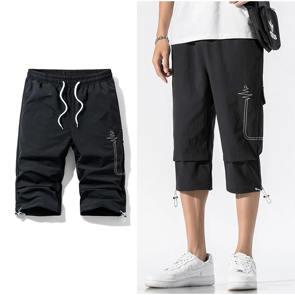 

Summer thin loose men's lace up seam splicing short pants men's casual comfortable sports short pants fashion short pants