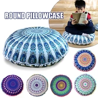 4343cm colorful round indian mandala pillows case with tassel ball printed textile bohemian floor pillow cushions pillows cover