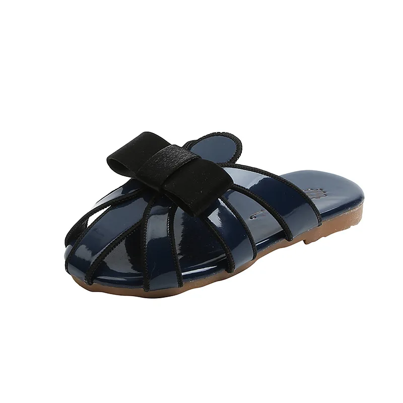

2021 Indoor Girls Bathroom Slippers Kids Bowtie Slides Kids Slippers for Girls Fashion Hollow Out Summer Home Leather Shoes