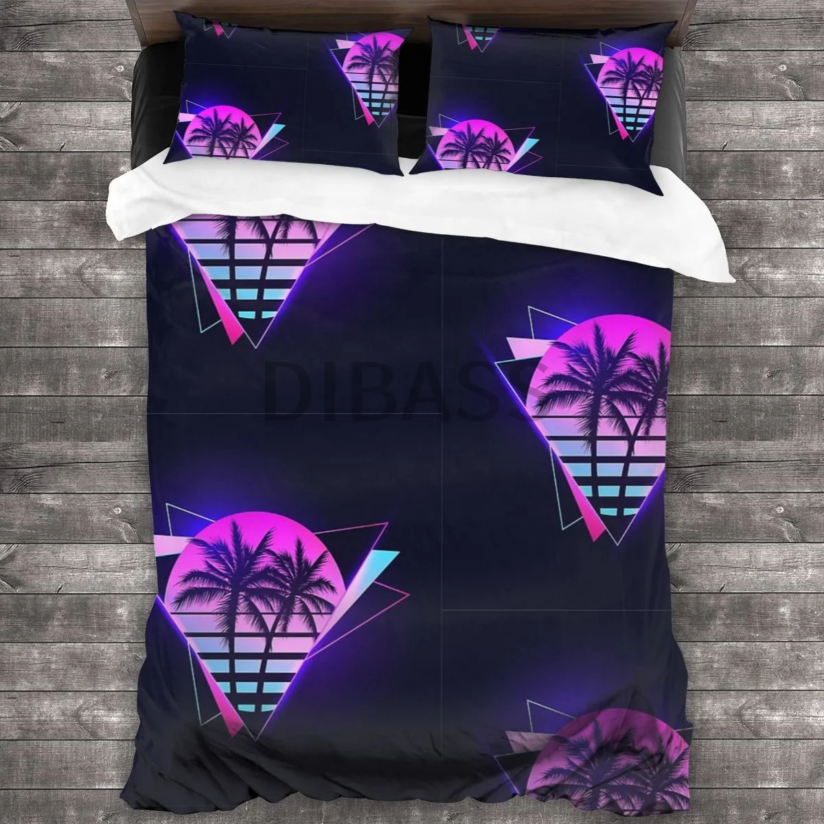 

Retrowave 2 Comforter Set with 2 Pillowcases，Soft Microfiber Bedding Set Duvet Cover