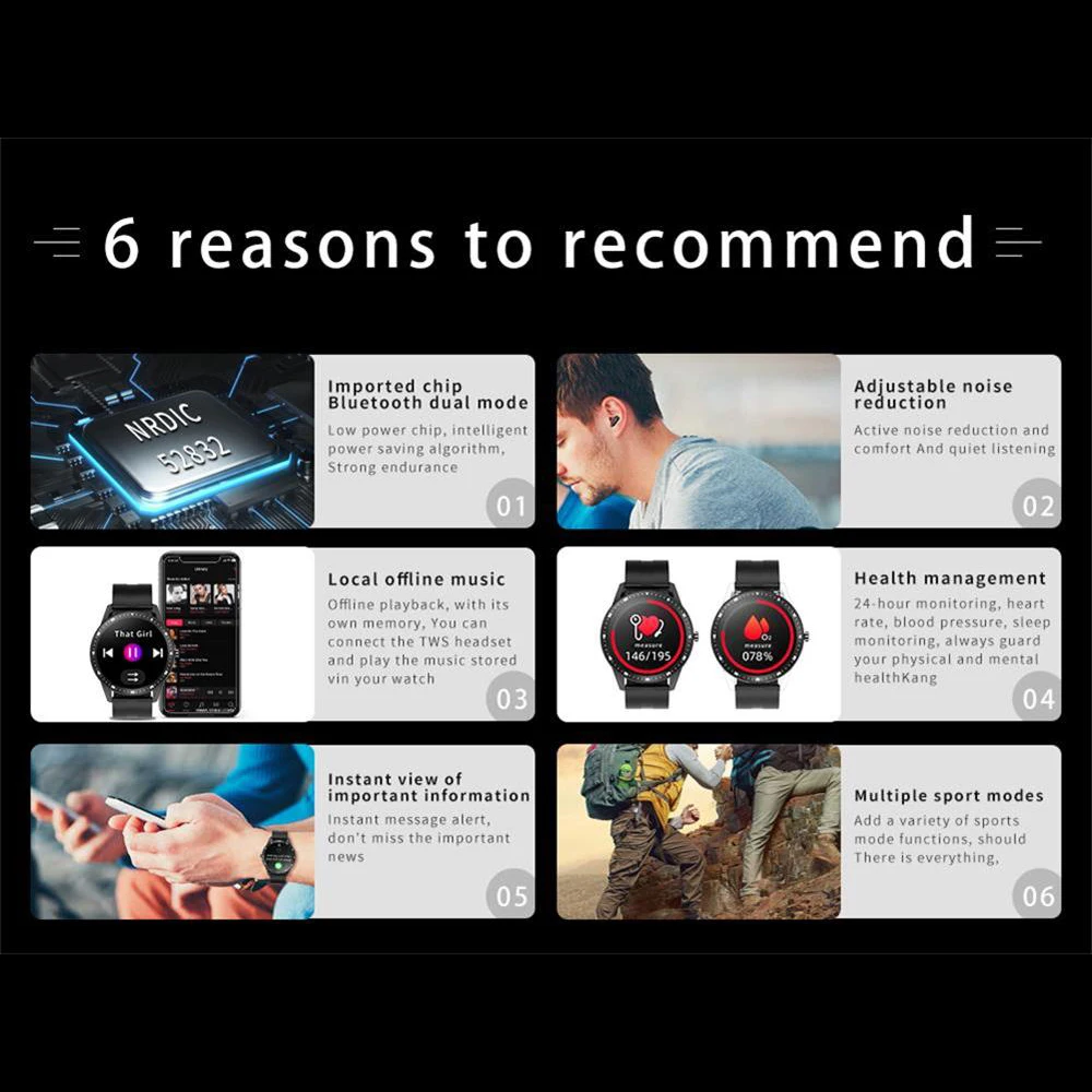 smart watch x5 tws bluetooth headset wireless earphones two in one 1 54inch call music sport band smartwatch for android ios free global shipping