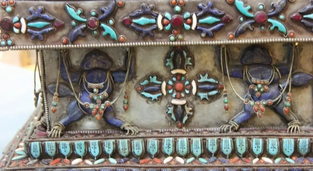 26 тибетская Медная Инкрустация Бирюзовый Коралл Рубин берилл драгоценный камень