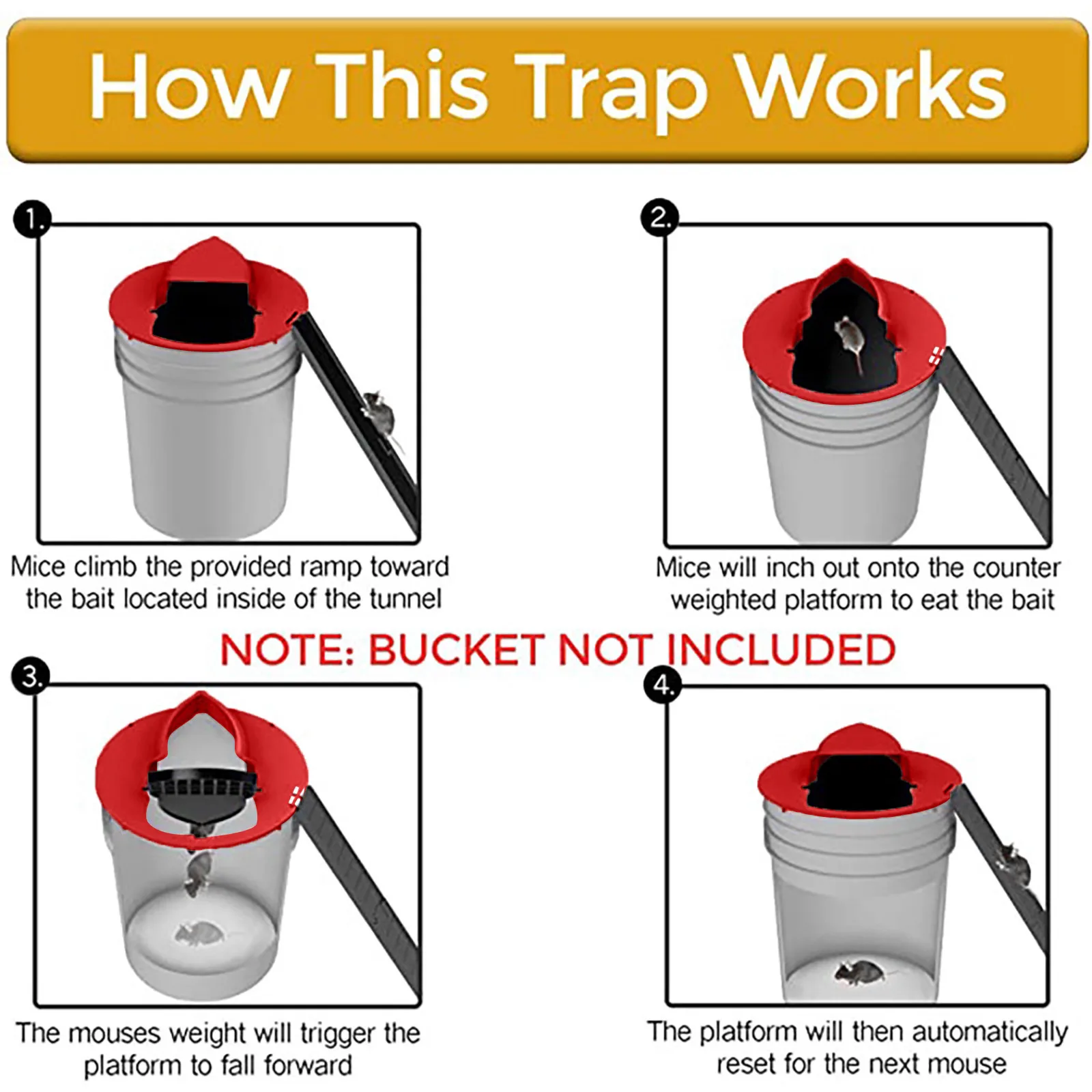 

Creative Smart Mouse Trap Flip N Slide Bucket Lid Mouse Rat Mouse Trap Humane Or Lethal Trap Door Style Reusable Multi Catch