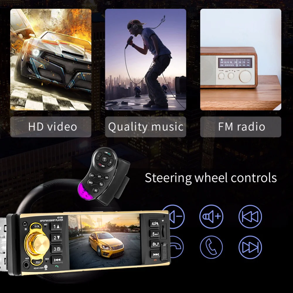 Автомагнитола Podofo стерео-система с MP3-плеером 4 &quotTFT-экраном Bluetooth дистанционным