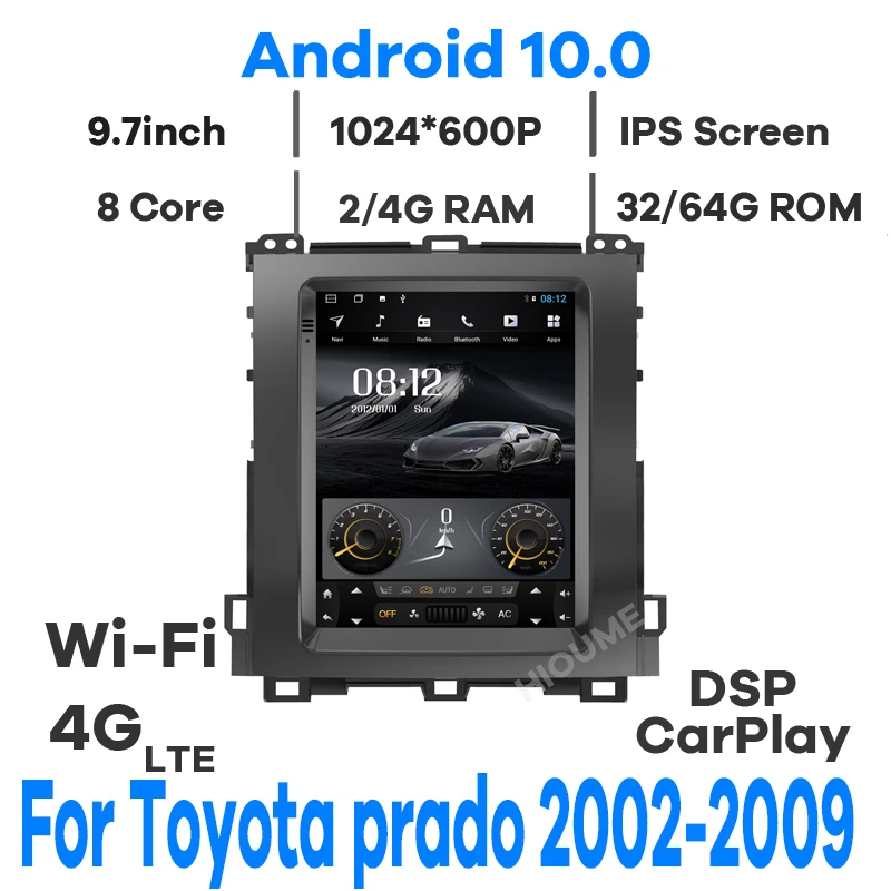 

Автомобильный мультимедийный GPS-навигатор, 8 ядер, Android 10, экран Тесла, для Toyota Land Cruiser Prado 120 2002-2009, радио, стерео, 4G, Wi-Fi, Carplay