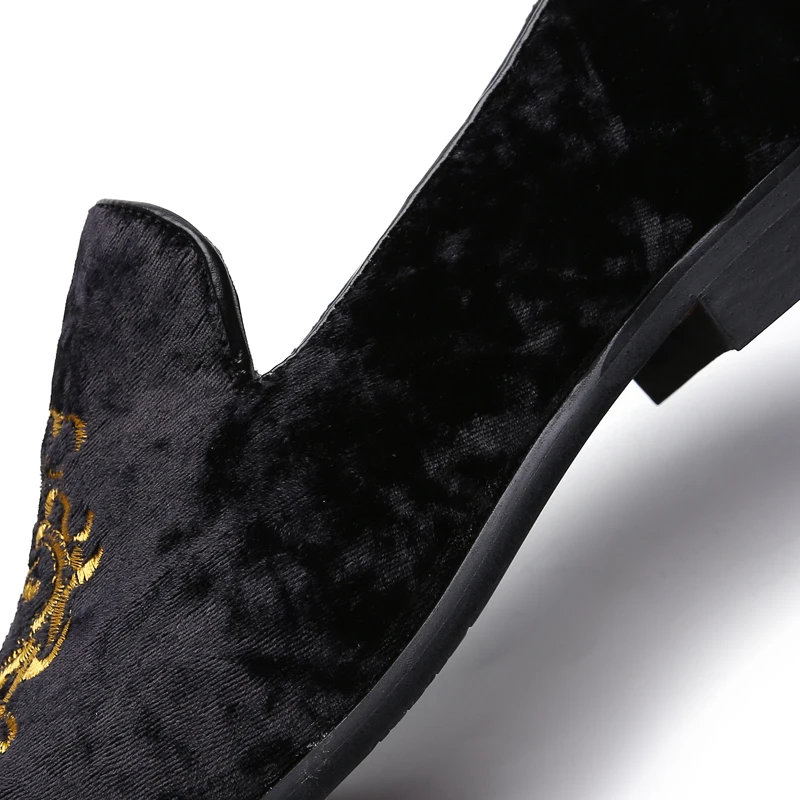 Men's Suede Soft Penny Loafers Embroidered Design Flat Slip-On Formal Men's Velvet Loafer Dress Shoes Size 6~13 chaussure homme