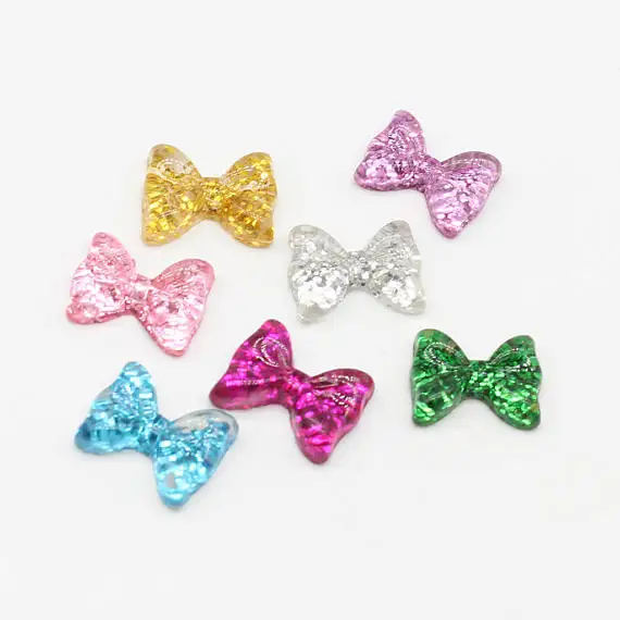 Набор кабошонов с бантиком крошка-бабочка 100 шт. блеском (12 мм) имитация