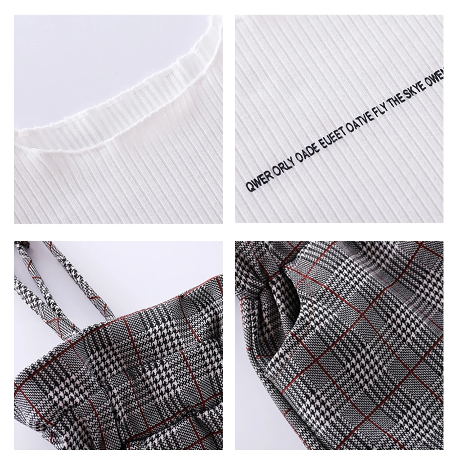 

VOGUEON New Fashion Knitted Tops + Plaid Pants 2pcs Set Flared Sleeves Children Clothing Spring Autumn Kids Clothes 3-12 Years