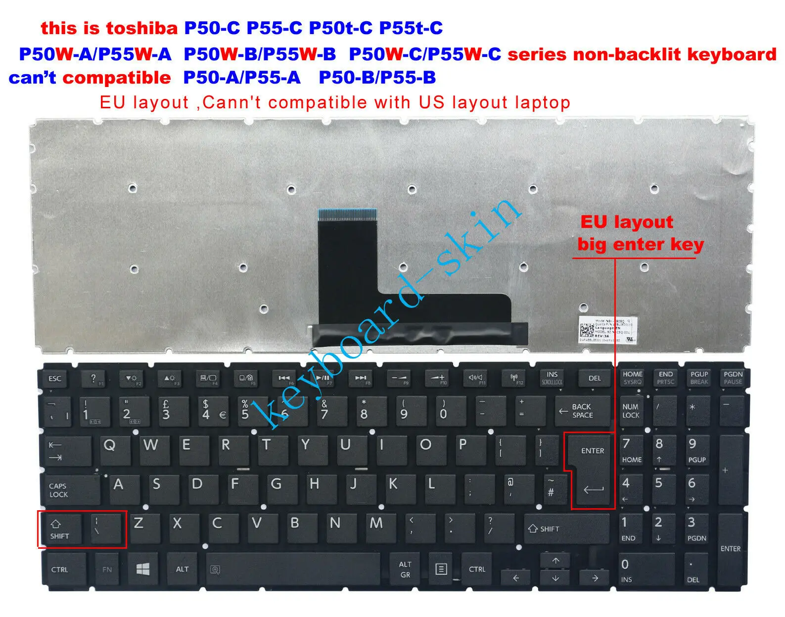 Новый Великобритании черный клавиатура для ноутбука Toshiba P50-C P50D-C P50t-C P55-C,P55D-C P55t-C ноутбук