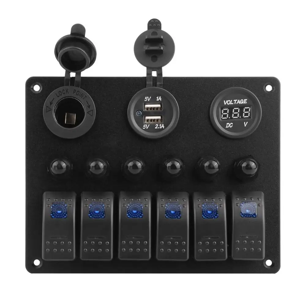 DC плоский Водонепроницаемый 6 банд тумблер кулисный переключатель панель