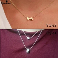 yiustar tiny romantic heart name chokers fashion double layers jewelry for women letter initial necklace girlfriend collier gift