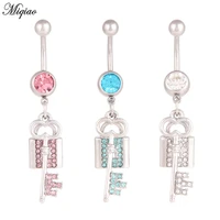 miqiao 1 pcs body piercing jewelry key keyhole stainless steel belly button ring belly button explosion style