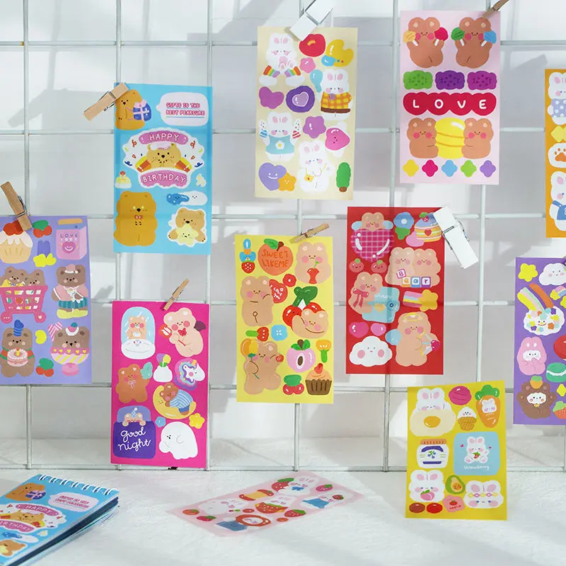 

Hand account sticker set a decorative small pattern ins wind cartoon cute girl hand account material label sticker sticker