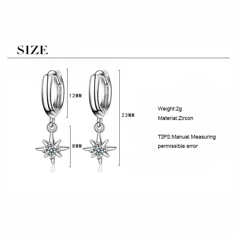 

New Simple Star Sparkling Clear Zircon Earrings Fashion Style 2 Color Earrings Ear Pendant For Charm Women Exquisite Jewelry